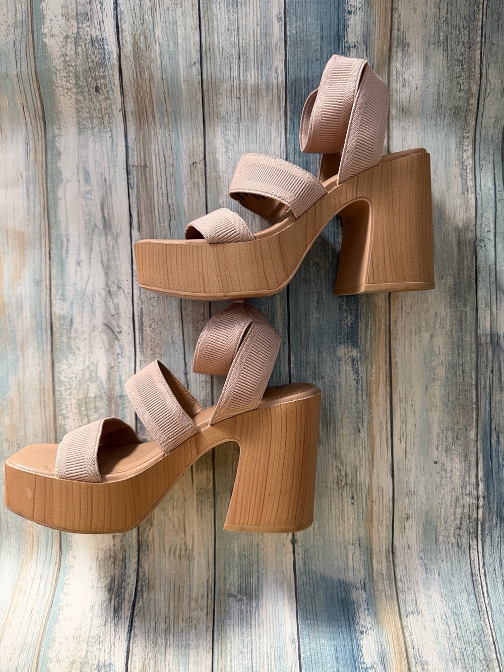 Wild Pair : Platform Block Heel Sandal in Nude